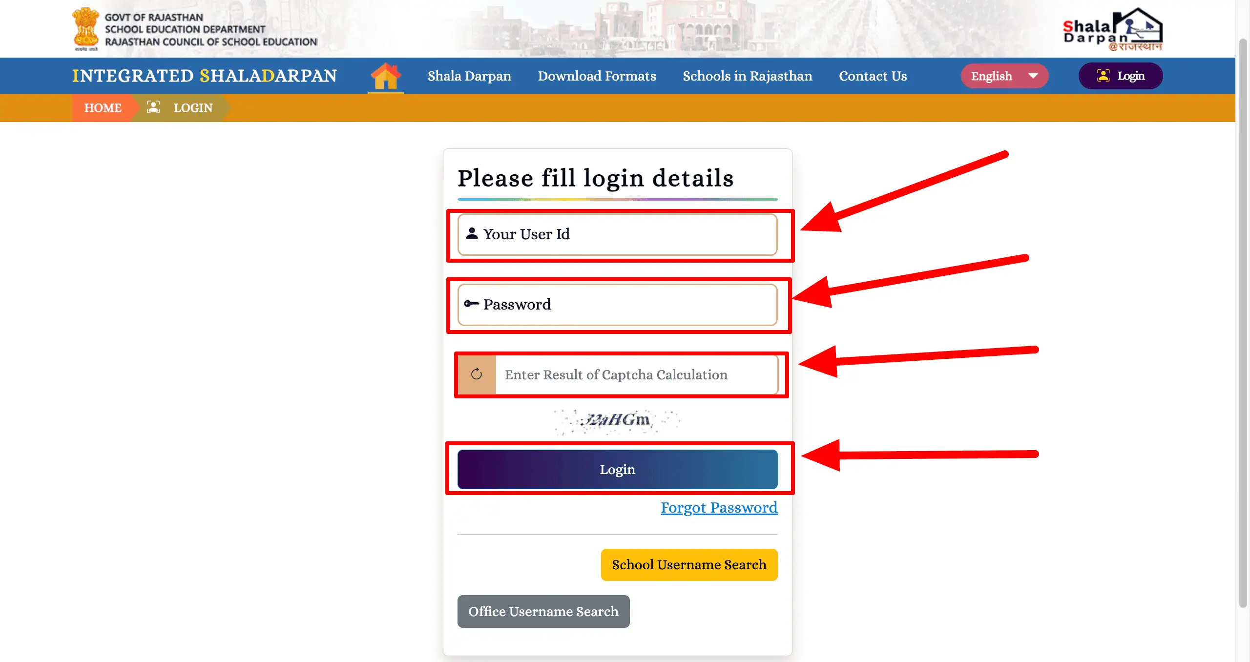 shala darpan school login details